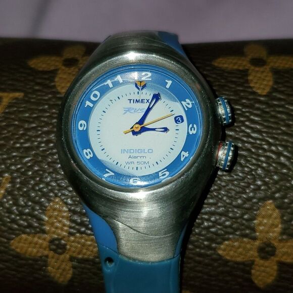 Timex Vintage Rush Lady 50m‎ Indiglo Silver Blue Analog Quartz Alarm Watch main image 7